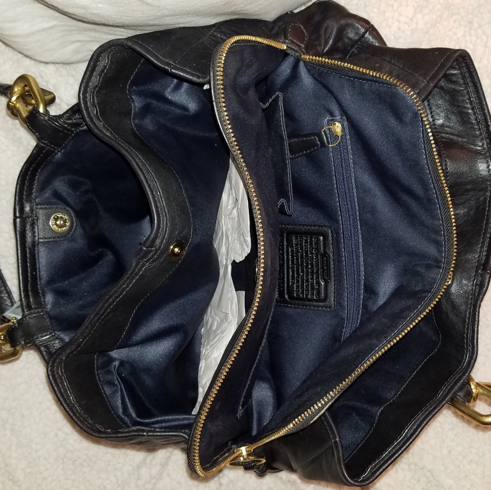 Black leather Coach bag. Very well loved